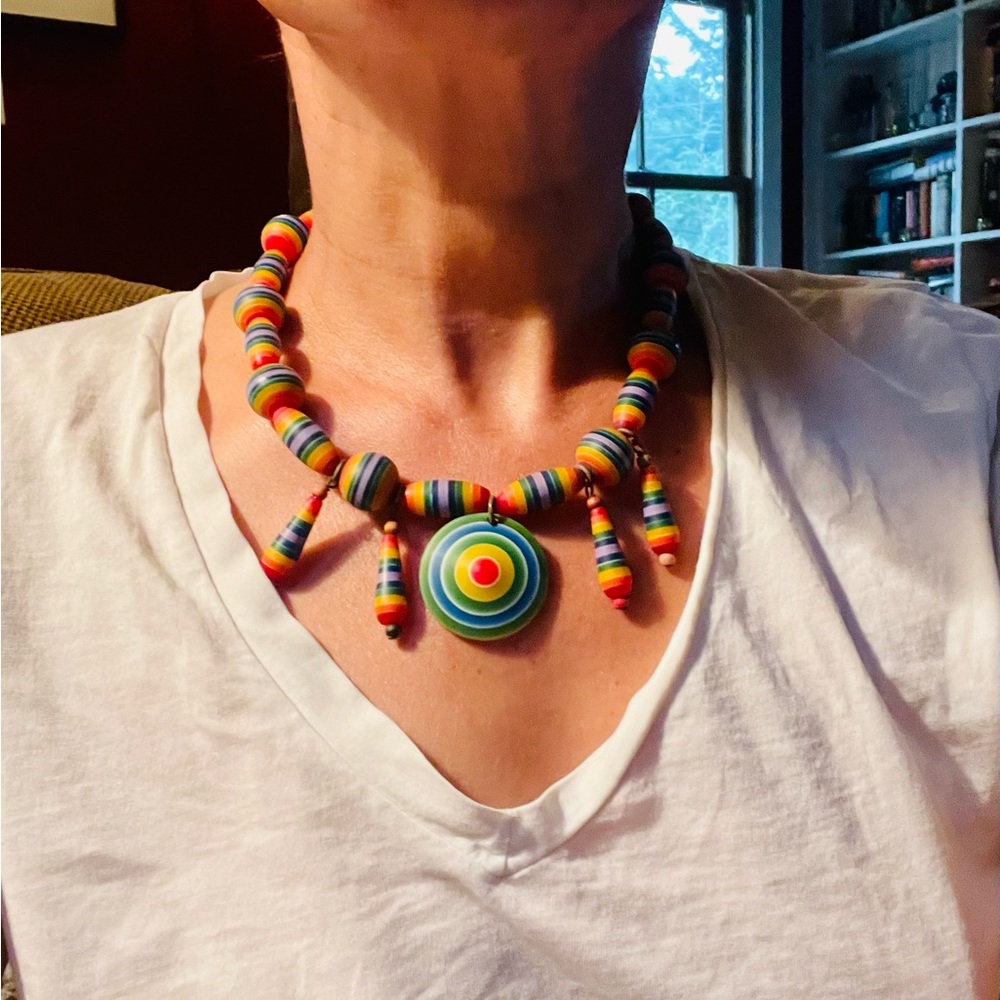 Vintage Philippe Audibert Paris multicolored necklace. Statement piece.